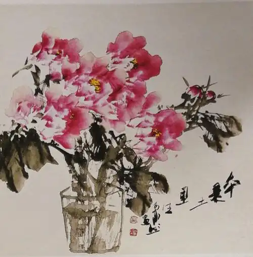 《中国画牡丹研究会》作品线上展(五)一一名誉会长何兰坐写意牡丹作品