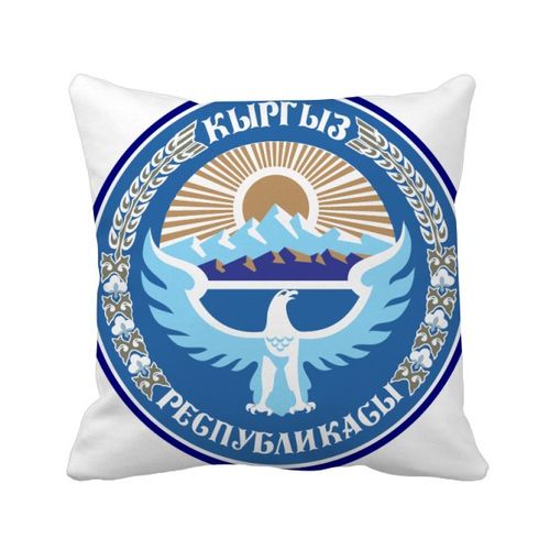 吉尔吉斯斯坦亚洲国徽方形抱枕靠枕沙发靠垫双面含芯礼物
