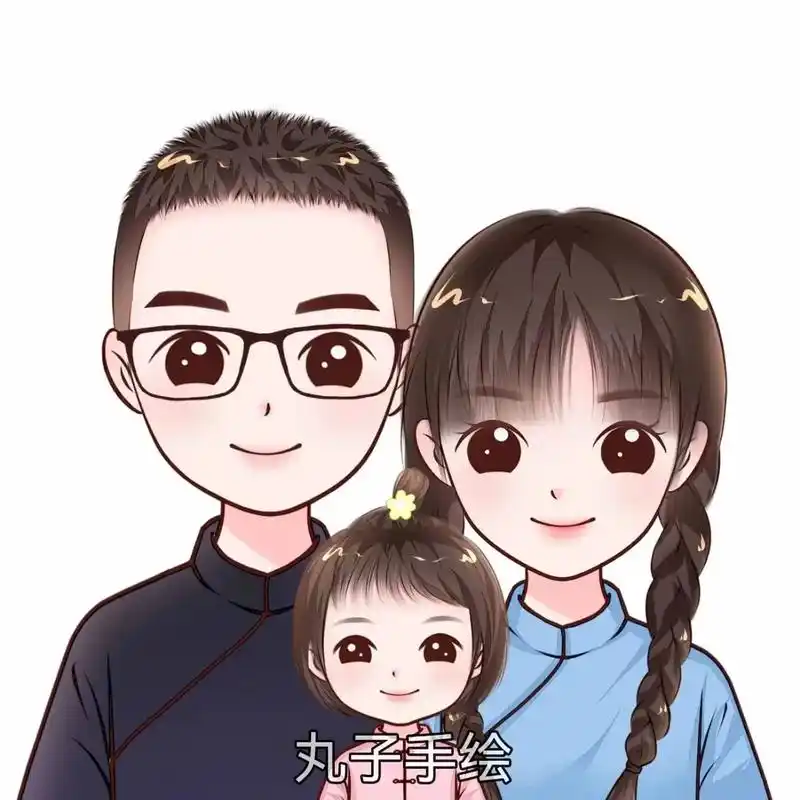 温馨可爱画风|一家三口卡通头像,幸福一家人93#q版头像 # - 抖音