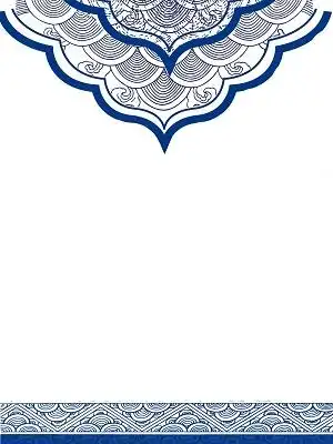 蓝色青花瓷花边边框png素材元素
