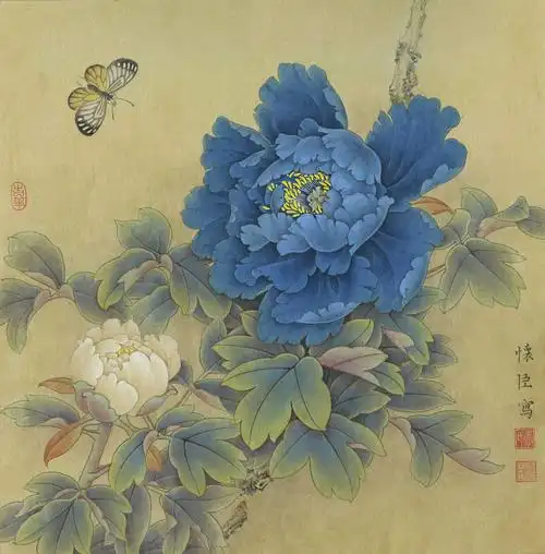 0011李怀臣工笔画牡丹高清图jpg-《蓝牡丹》_4716x4789px_jpg_300dpi