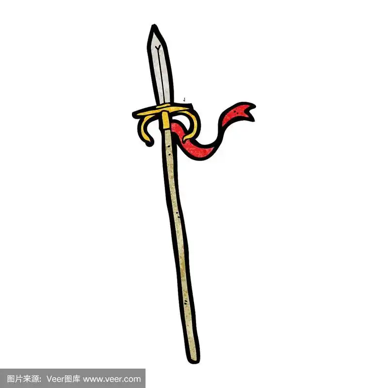 矛,卡通,中世纪时代,乱画,可爱的