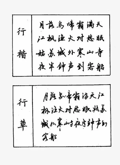 行书行楷书法字体钢笔字帖区别图