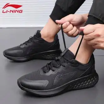 李宁lining运动鞋男2023秋季新款品牌休闲黑色软底鞋跑步鞋男鞋黑色39
