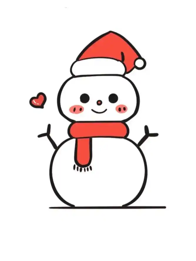 冬天了,学画一个小雪人吧!雪人简笔画#简笔画 #画画 # - 抖音