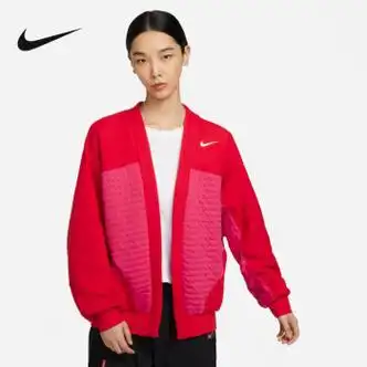 nike耐克针织衫女子外套thermafit新年红保暖双面穿夹克fd4065657fd