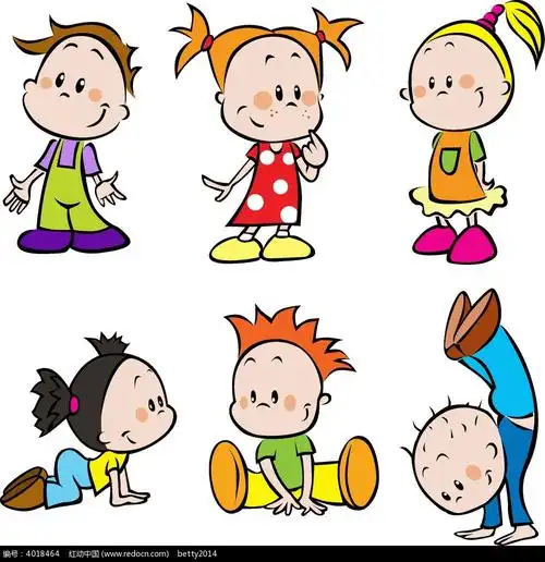 6个做动作的卡通小人矢量插画eps素材免费下载_红动网