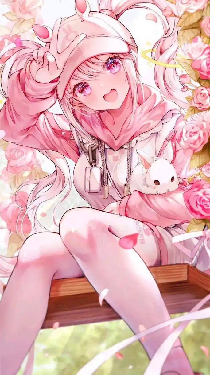 漂亮的粉红少女#二次元美图