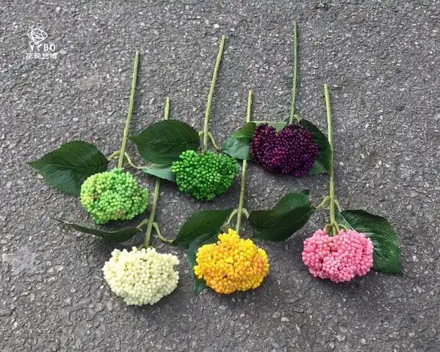 仿真多肉植物 软胶绣球果 7色可选 手感软胶米仔果 手捧插花配材
