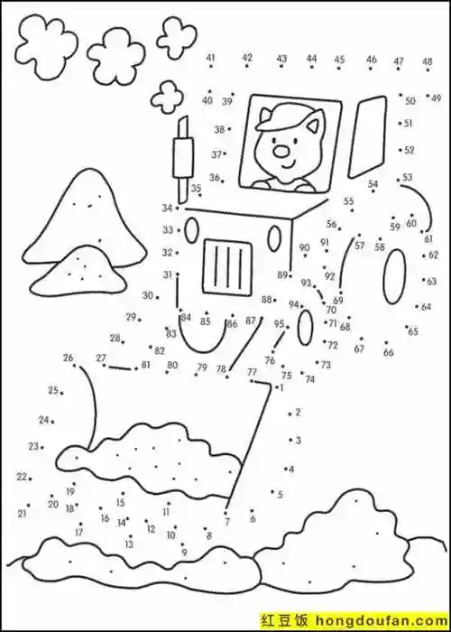 小丑,幼儿园,打印,拖拉机,控笔,教案,数字启蒙,数字连线图,数字连线画