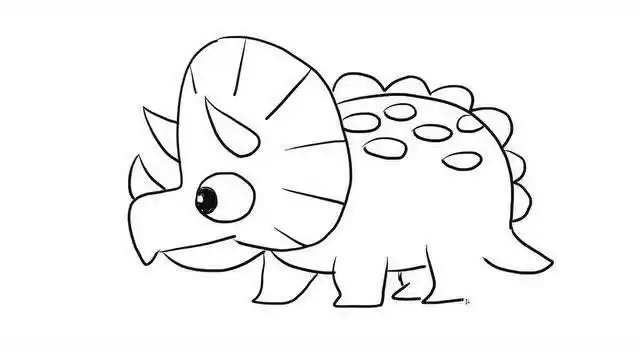 三角恐龙简笔画恐龙世界之可爱的三角龙简笔画三角龙的简笔画画法步骤