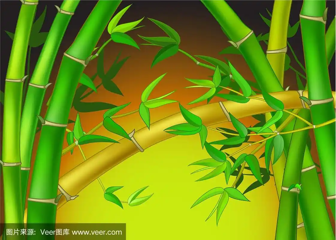 凉爽的绿色竹林卡通