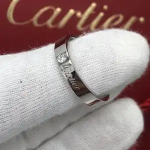 cartier卡地亚pt950铂金宽版单钻61号戒指男戒