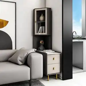 意式极简沙发边柜靠墙角柜转角柜客厅收纳三角柜岩板边角柜储物柜