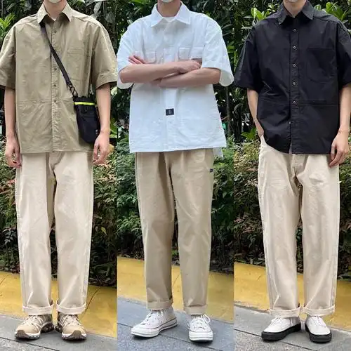男生夏季穿搭366套日系工装风短袖衬衫搭配