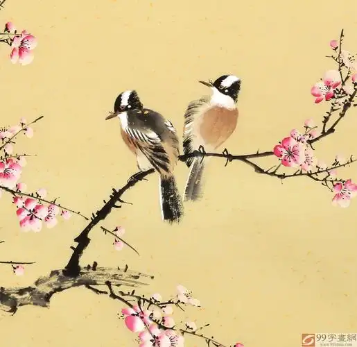 皇甫小喜 四尺斗方写意梅花国画《喜鹊登枝》 - 梅花图 - 99字画网