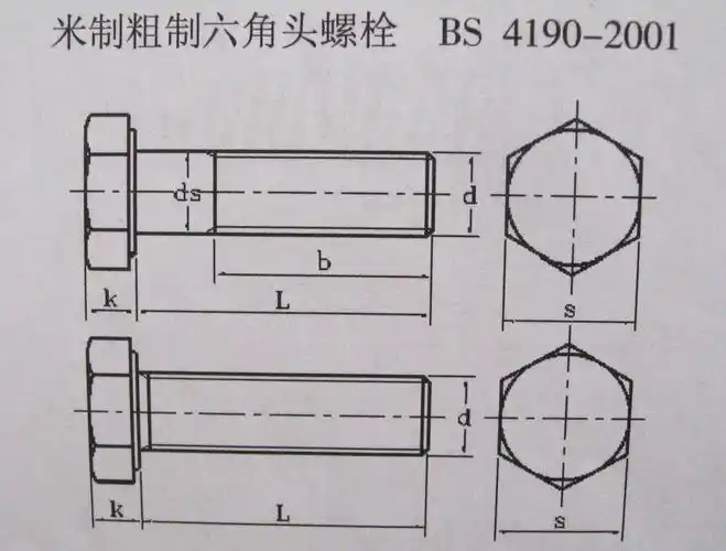 米制六角头螺栓bs4190-2001