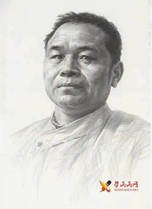 中年男子正面素描头像的画法高清图片