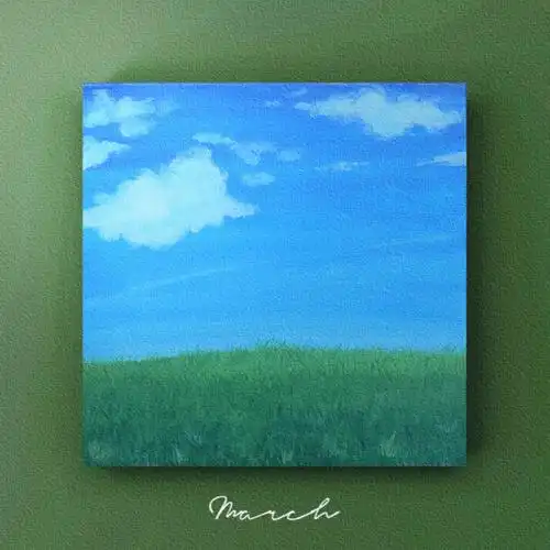 水粉颜料画蓝天白云78