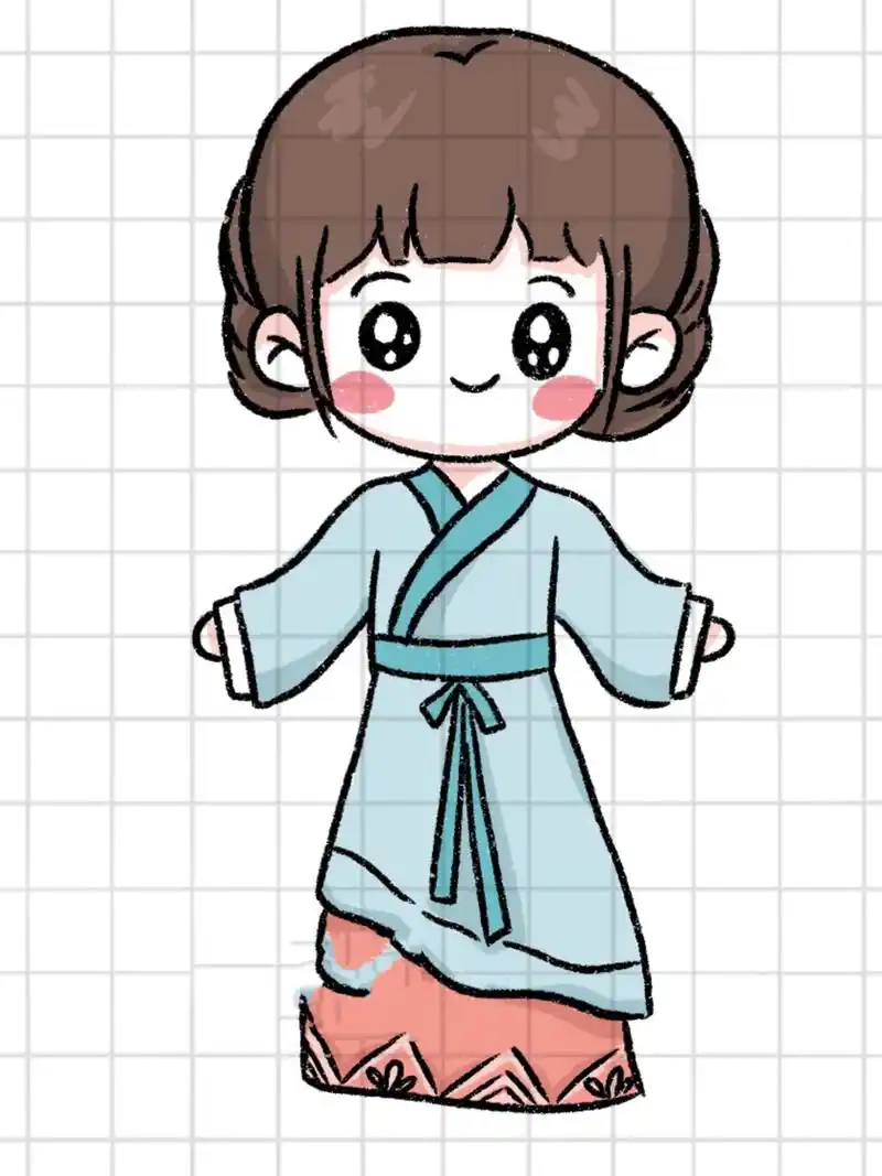 简笔画|简单可爱古风人物女孩小姐姐线稿 临网络 人生就像储蓄罐 你投