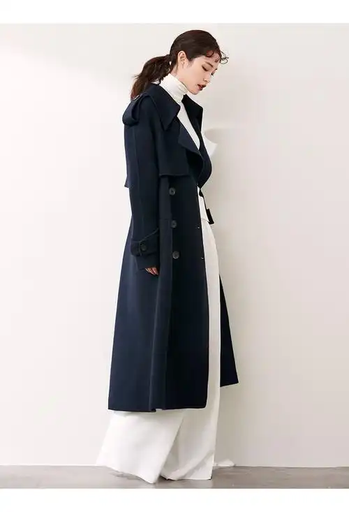 avouavou 女士藏蓝色羊毛大衣