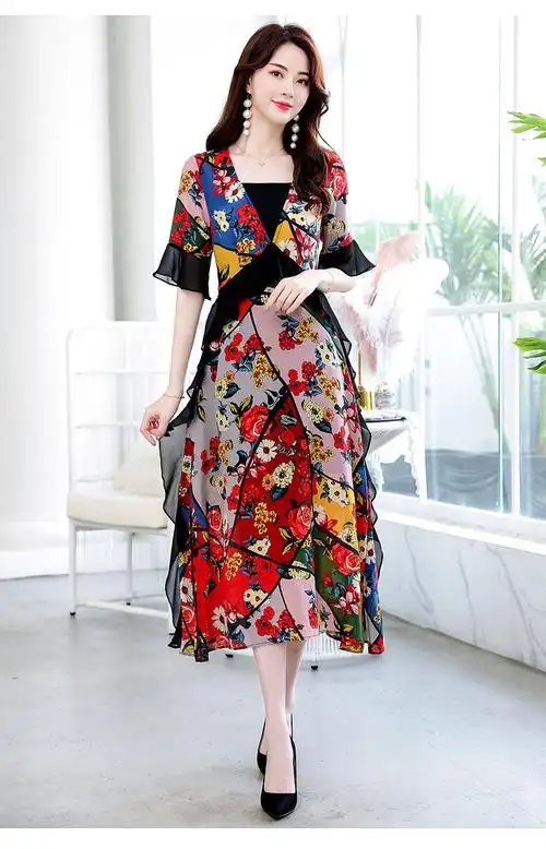 轻奢品牌真丝双绉连衣裙超仙2020夏季新款甜美气质显瘦桑蚕丝裙子