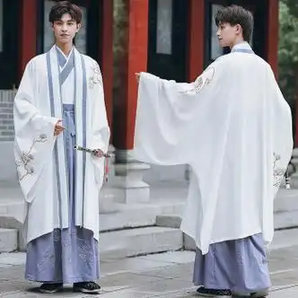 汉服成人男款宋制汉服中国风古装披风对襟开衫绣花长袖长衫男青年 仅