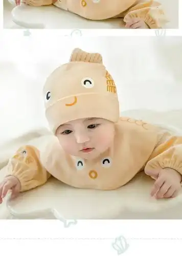 苏可儿sukerr婴儿童宝宝锦鲤帽子棉布帽套装