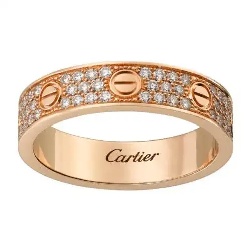 cartier/卡地亚 经典款 love 18k金玫瑰金钻石结婚戒指 镶嵌88颗明亮