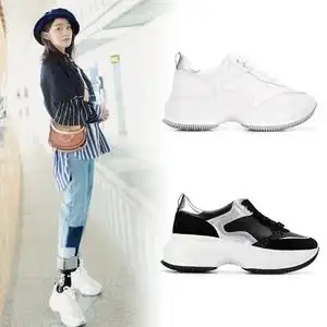 宋祖儿明星同款小白鞋女百搭厚底松糕鞋面包鞋真皮休闲增高运动鞋