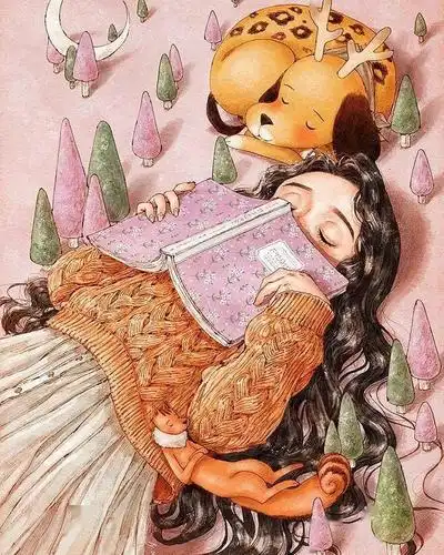 手绘插画丨手绘清新唯美森系少女插画