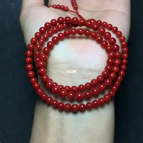 天然红珊瑚5mm108佛珠手串颜色极深