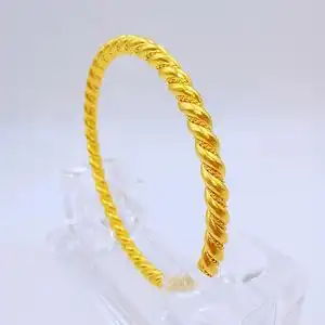 鑫源珠宝黄金手镯实心简约现代足金999纯金新款古法麻花镯时尚款