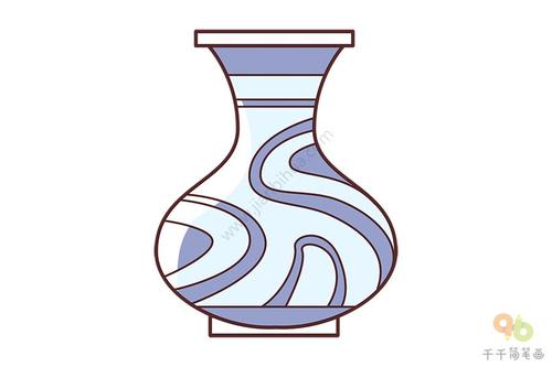 青花瓷花瓶简笔画图片