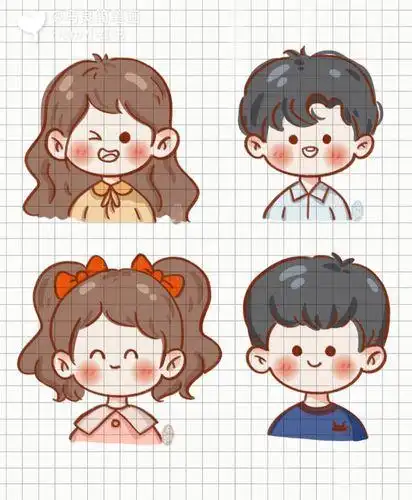 简笔画|简单人物小头像情侣男女可爱卡通头像简笔画