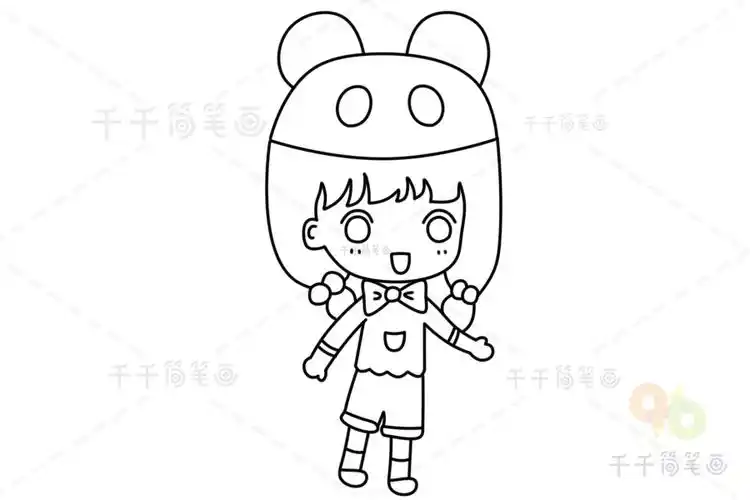 女孩简笔涂色画 为女孩涂上漂亮的颜色吧_人物涂色画简笔画