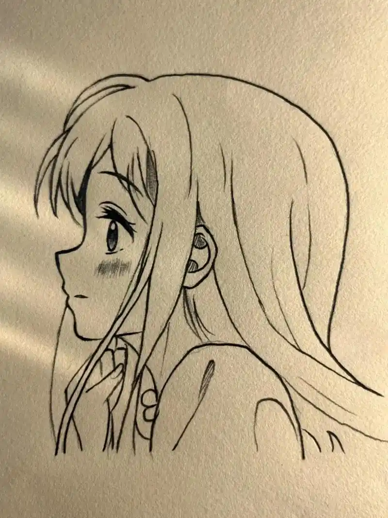 简笔画详细教程 #手绘临摹 #古风女孩 "风吹乱了少女的 - 抖音