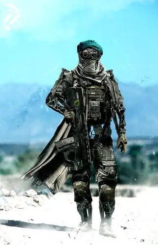 法概念艺术家绘制未来战士外骨骼单兵装甲