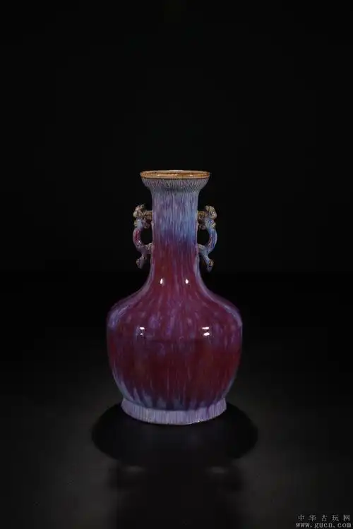 清代,"雍正年制"窑变釉双耳瓶