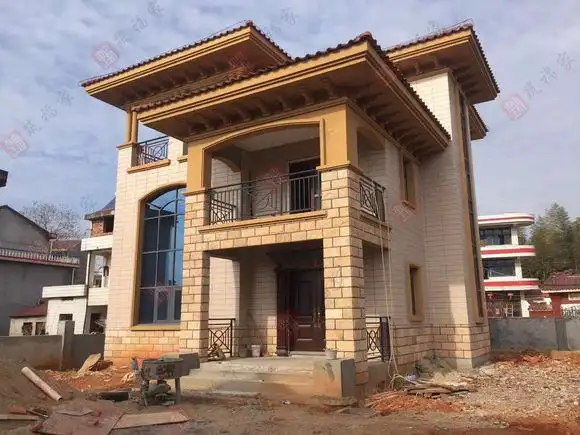 外墙文化砖美观大气的农村小户型三层别墅