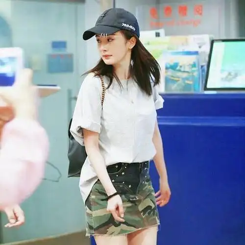 杨幂明星同款圆领短袖t恤