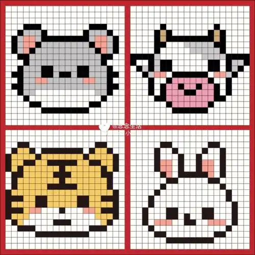 十字绣图纸  #拼豆图纸  #编织  #卡通头像  #格子画  #珠绣  #十二