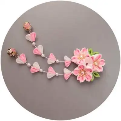 日式和风樱花发夹粉色浴衣和服发饰动漫cos头饰古风头花夹子包邮