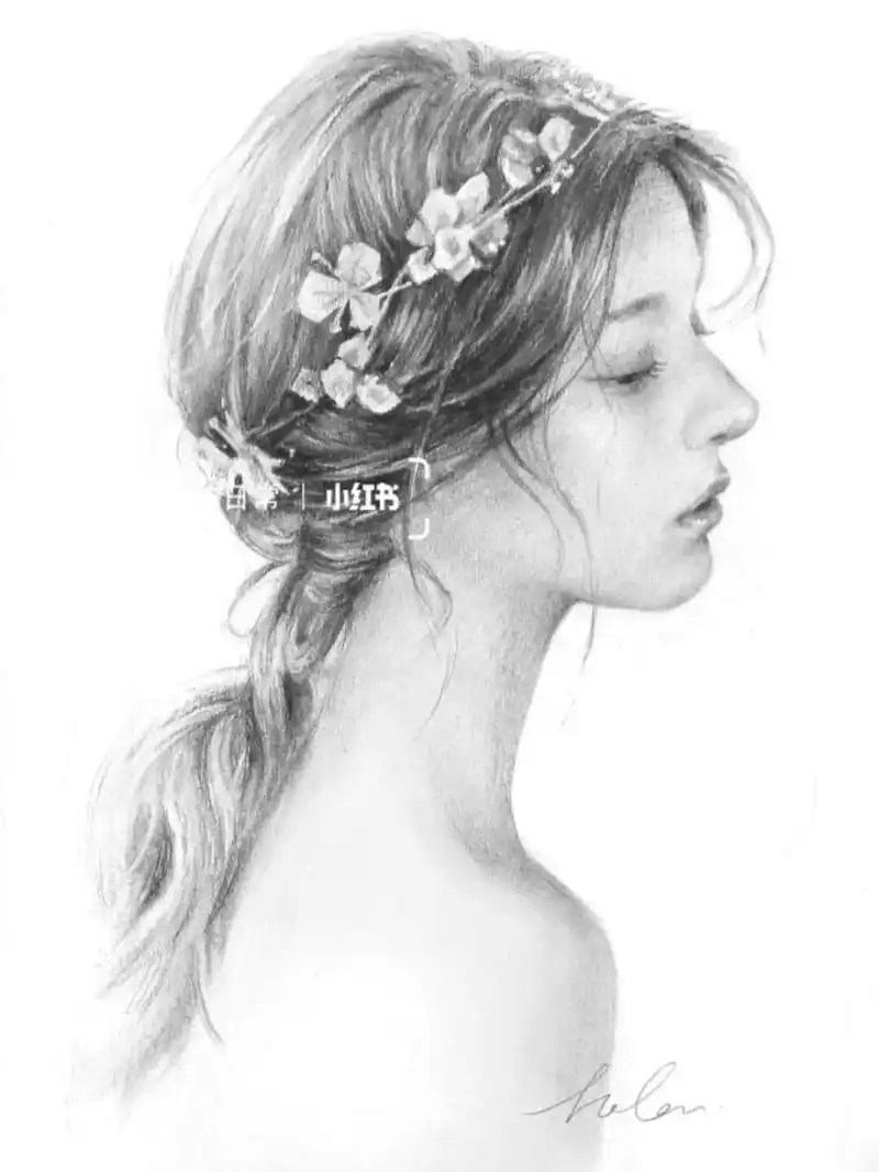 素描人物女生侧面 p1:哈哈,分享一下我现在授课中的的光影之美第一期