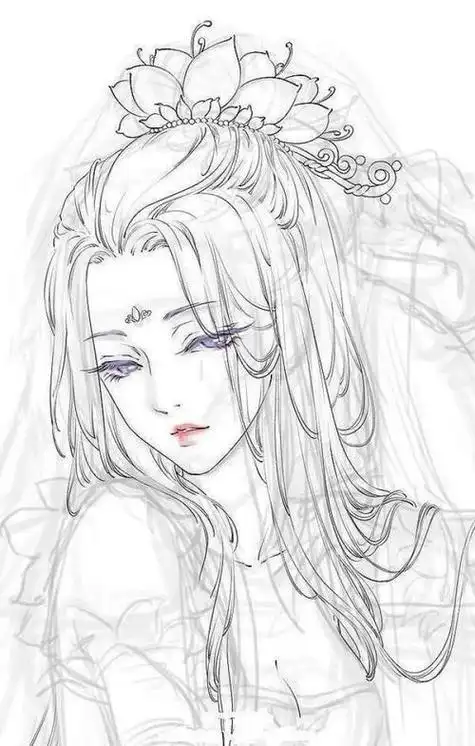 古代动漫女孩简笔画 简笔画图片大全-蒲城教育文学网