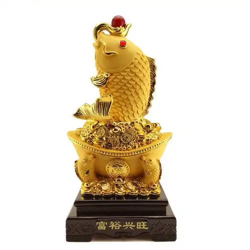 迪万思树脂工艺品招财金龙鱼摆件年年有余家居客厅装饰品开业礼物