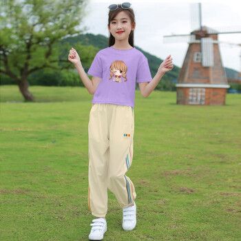 汉立大童女装12岁以上女孩衣服夏季女童短袖套装夏季薄款初中生夏天