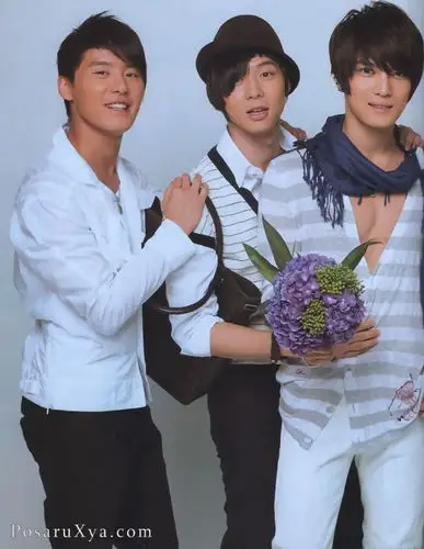 求一张08年东方神起5个人,金在中站在中间拿着花的图