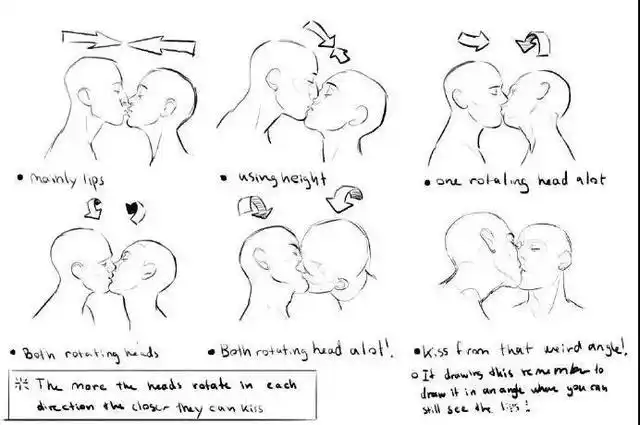 【绘画素材】保持浪漫!一组"接吻"素材分享,太甜惹