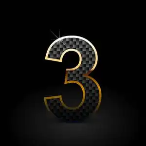 黑炭纤维数字3在黑色背景上照片